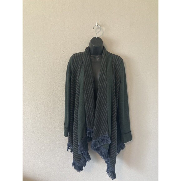 Anthropologie Saturday Sunday Elise Cardigan Green Gray Stripe Size Small - Picture 1 of 10